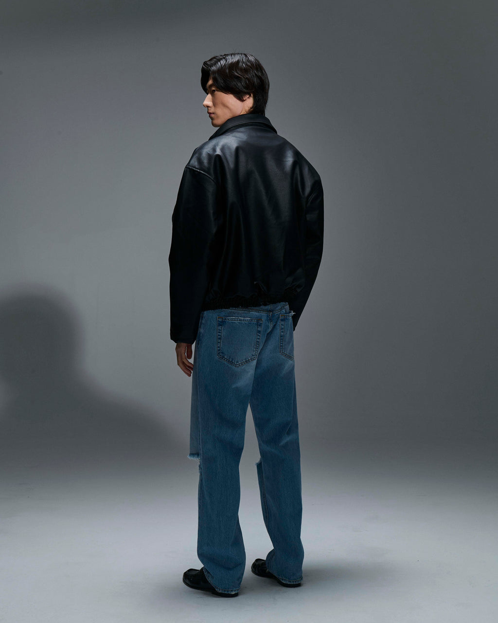Bomber ecopelle martellata Black