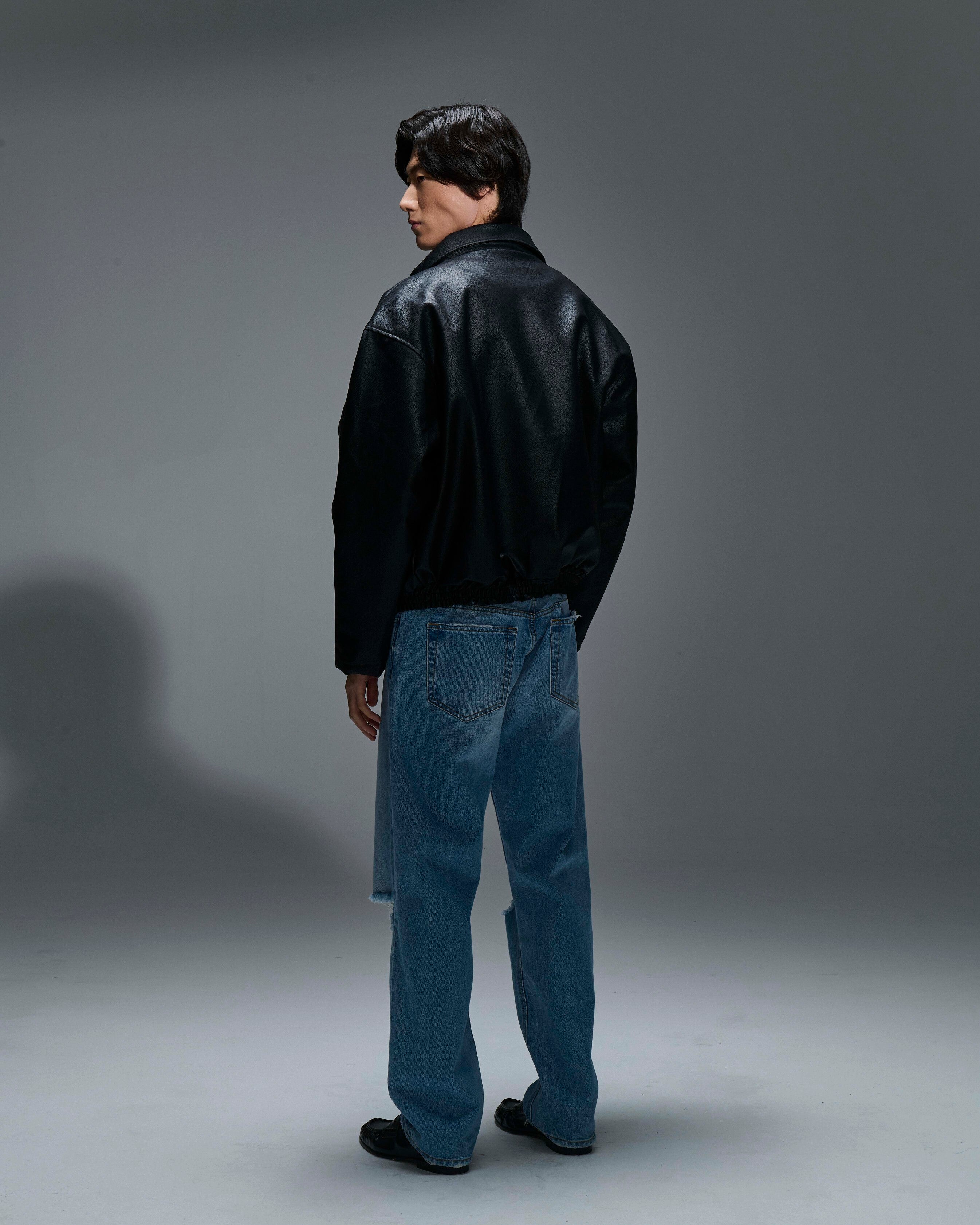 Bomber ecopelle martellata Black