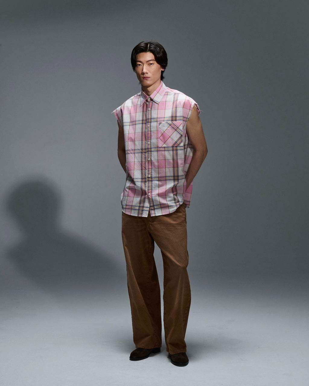 Camicia smanicata Quadri Pink