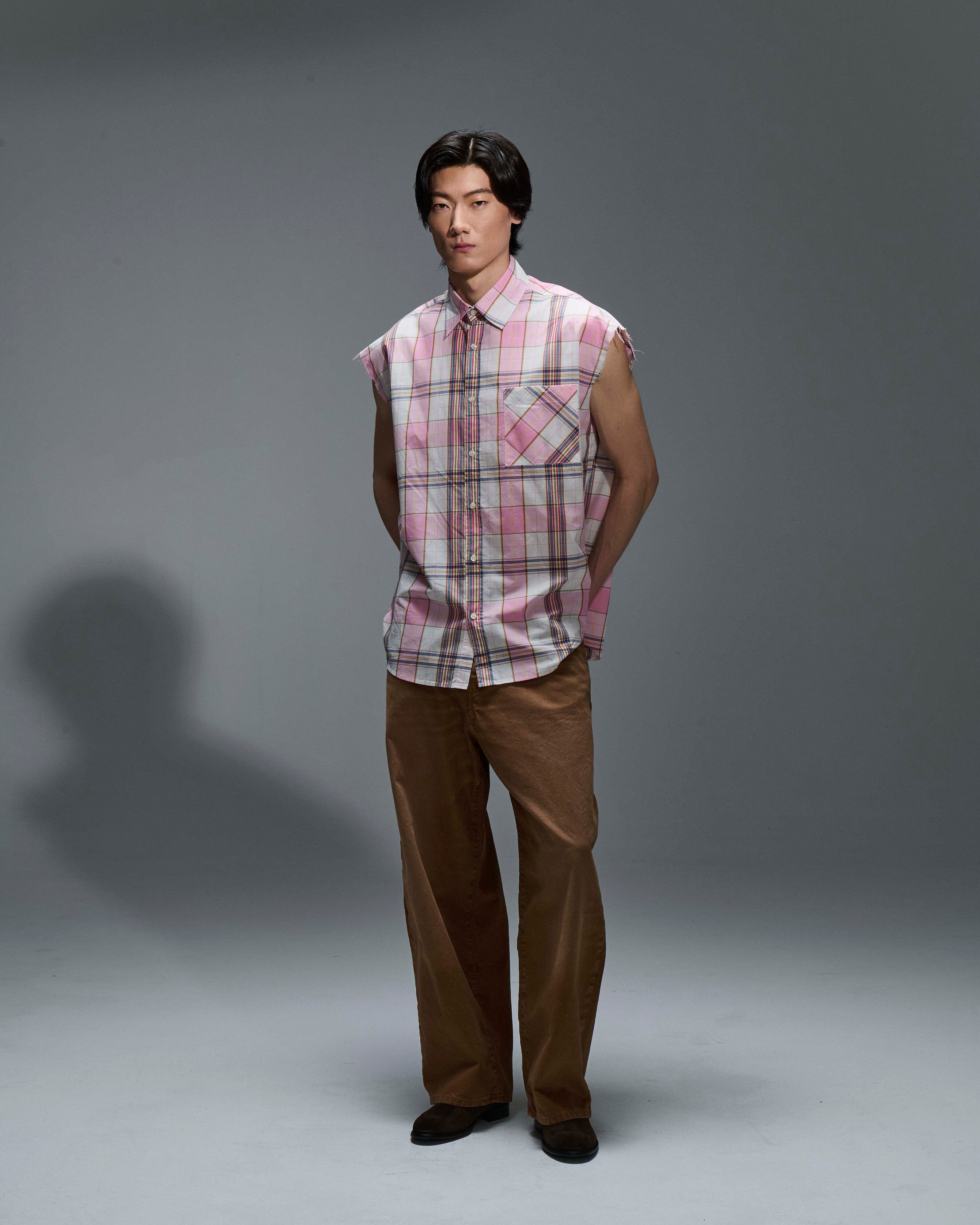 Camicia smanicata Quadri Pink