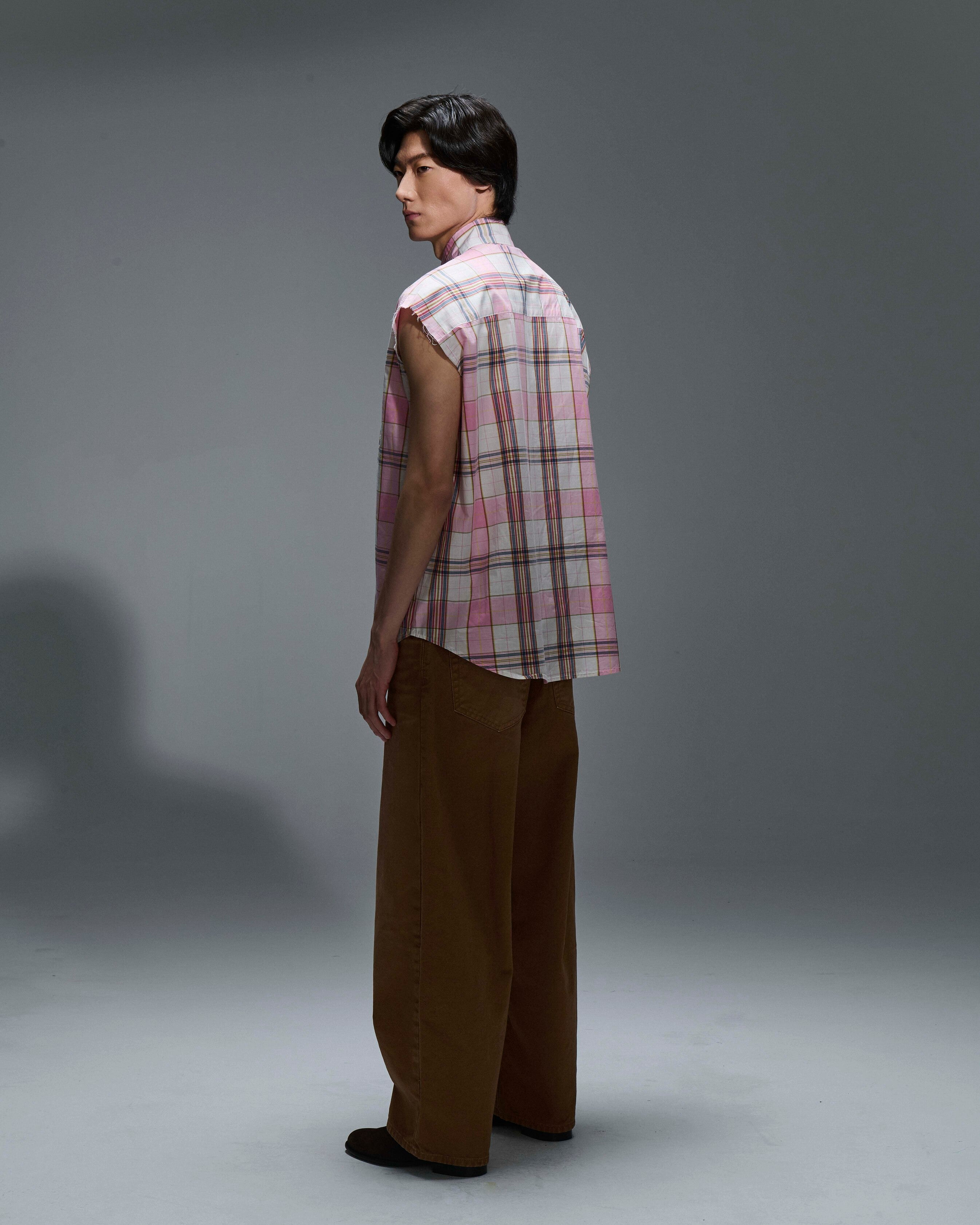 Camicia smanicata Quadri Pink