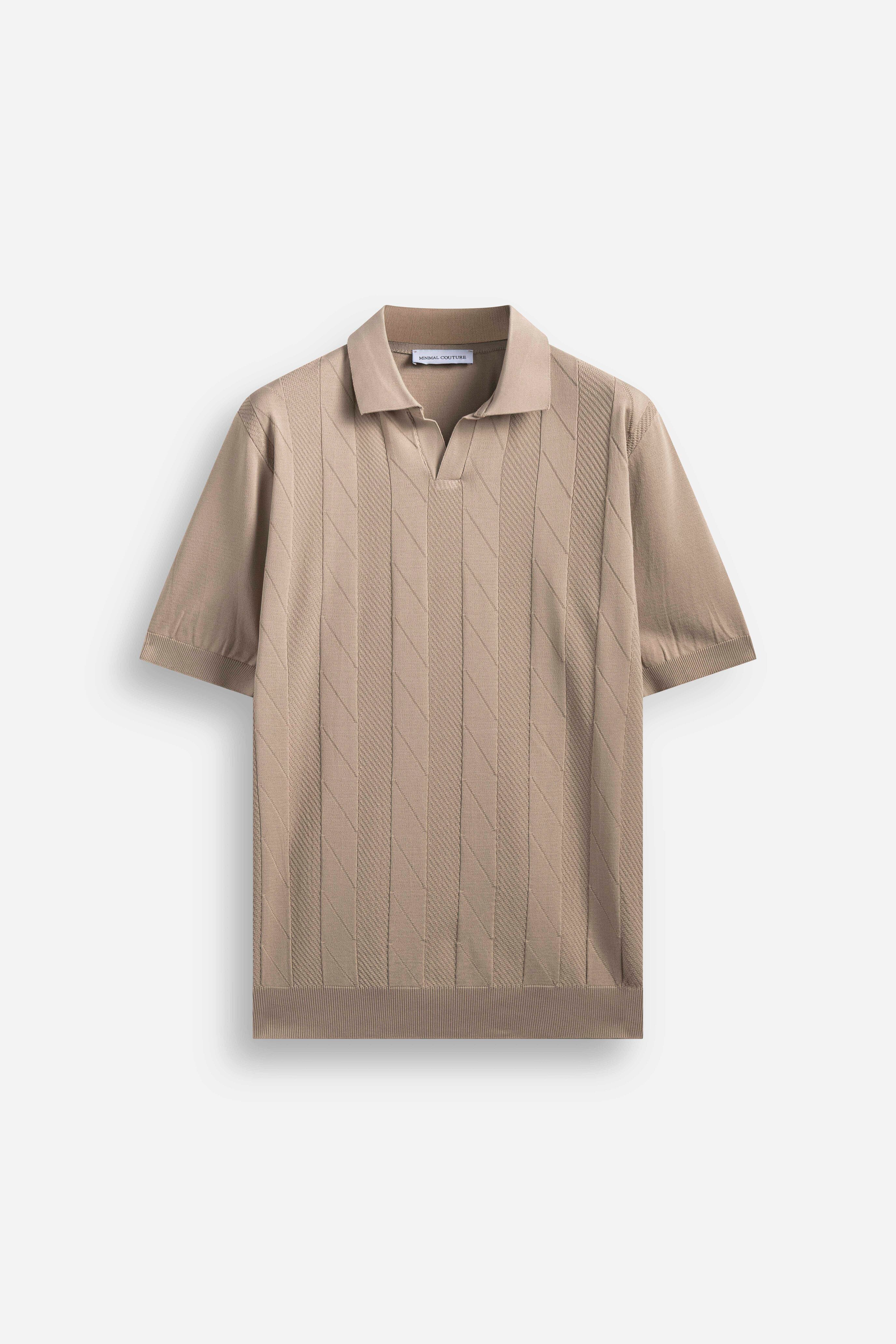 Polo con scollo aperto Beige