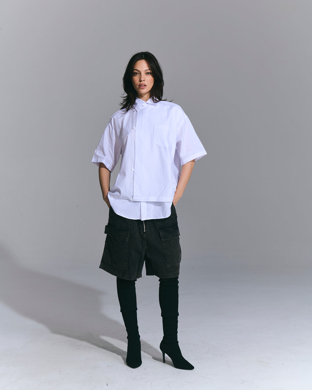 Cargo Shorts Oversize Zip Grey