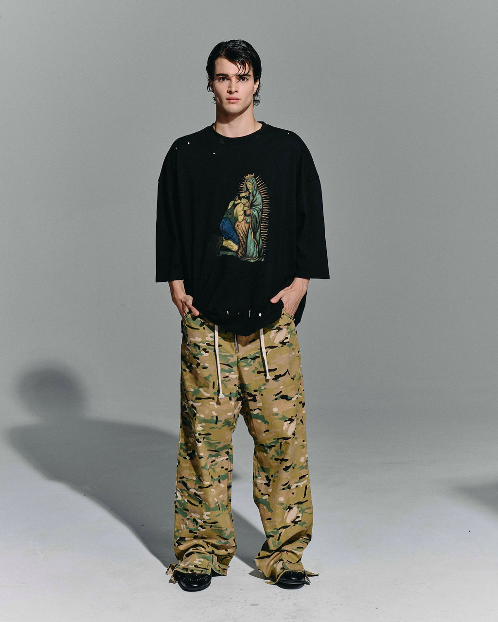 Pantalone con zip Camo green