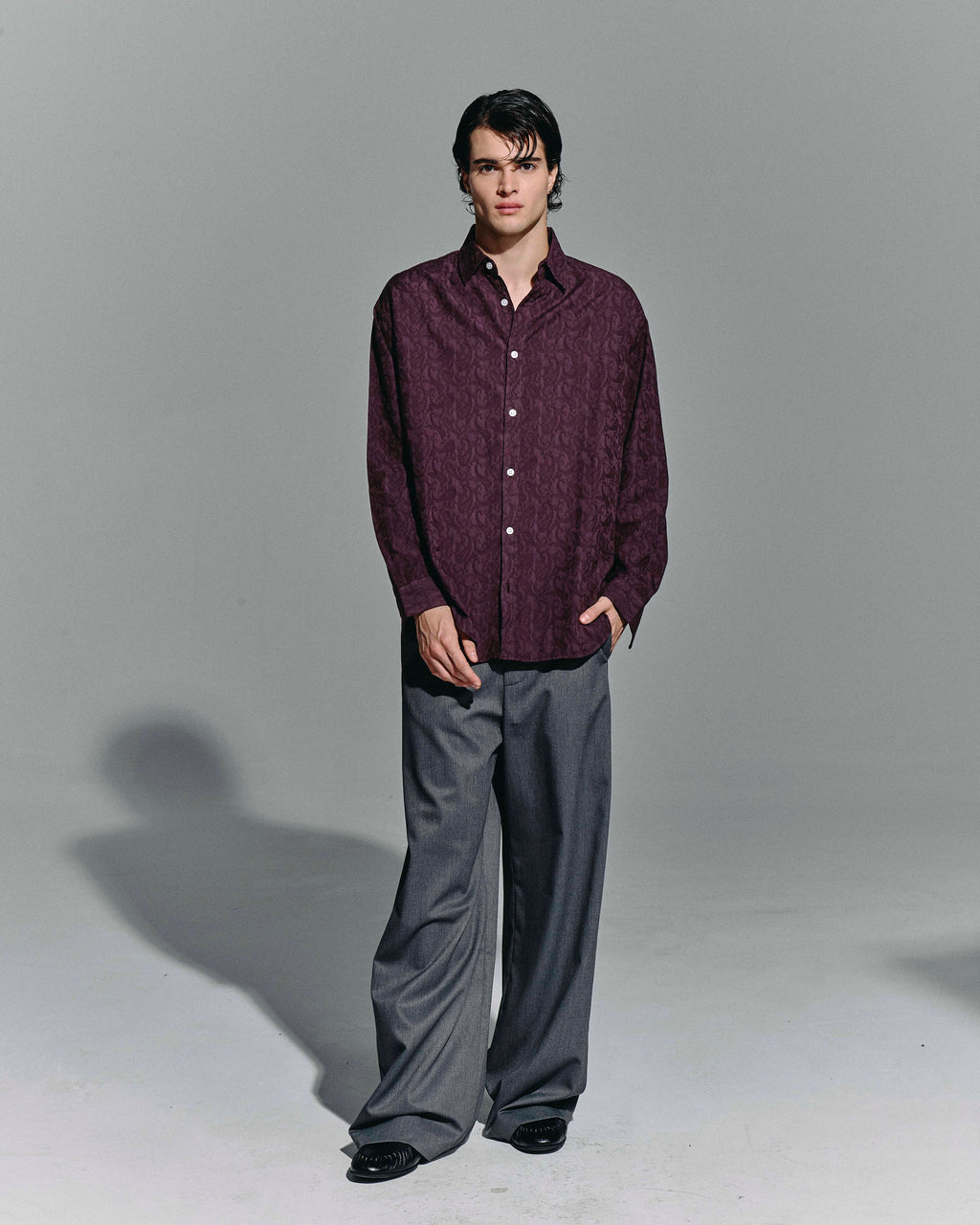 Camicia damascata Bordeux