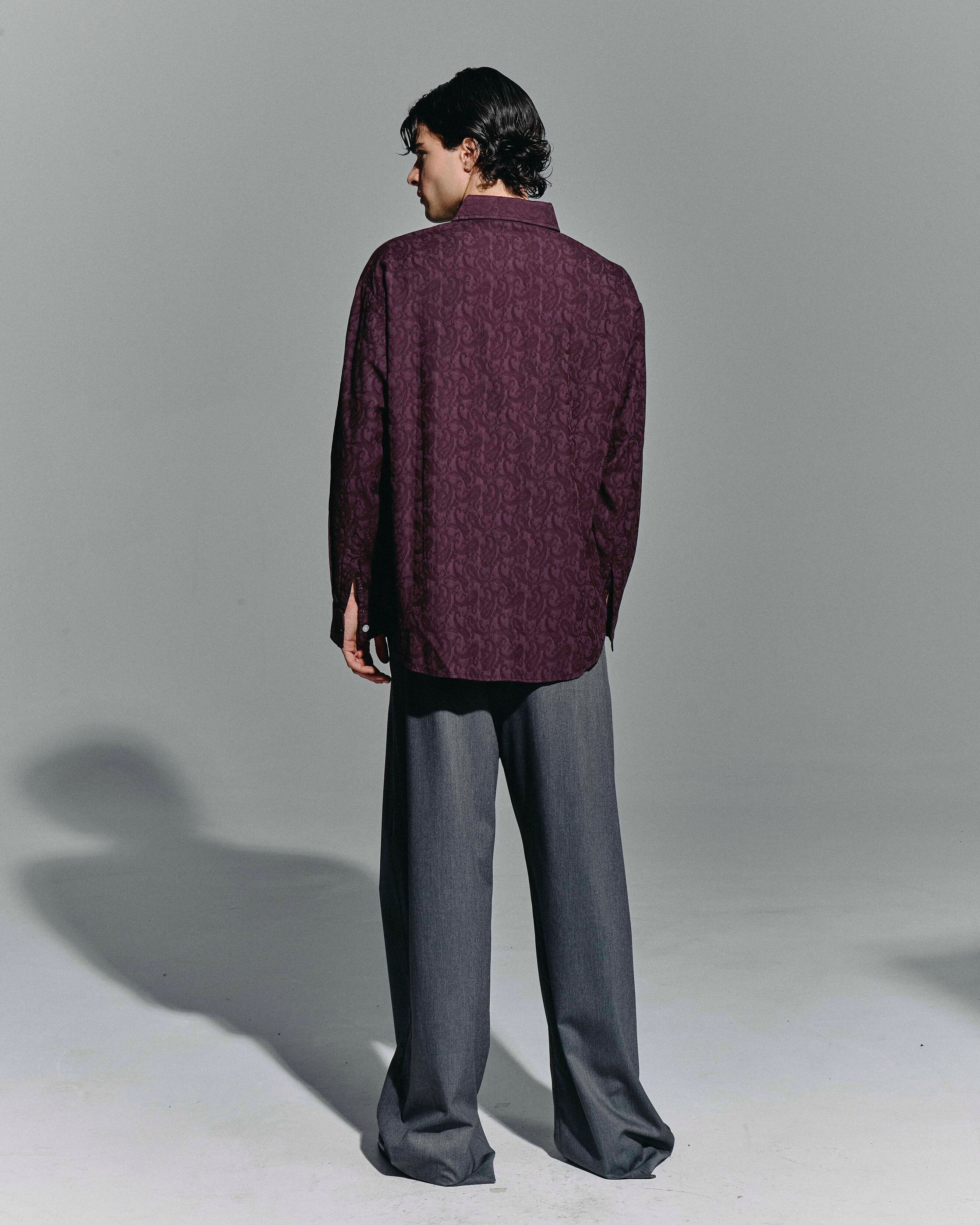 Camicia damascata Bordeux
