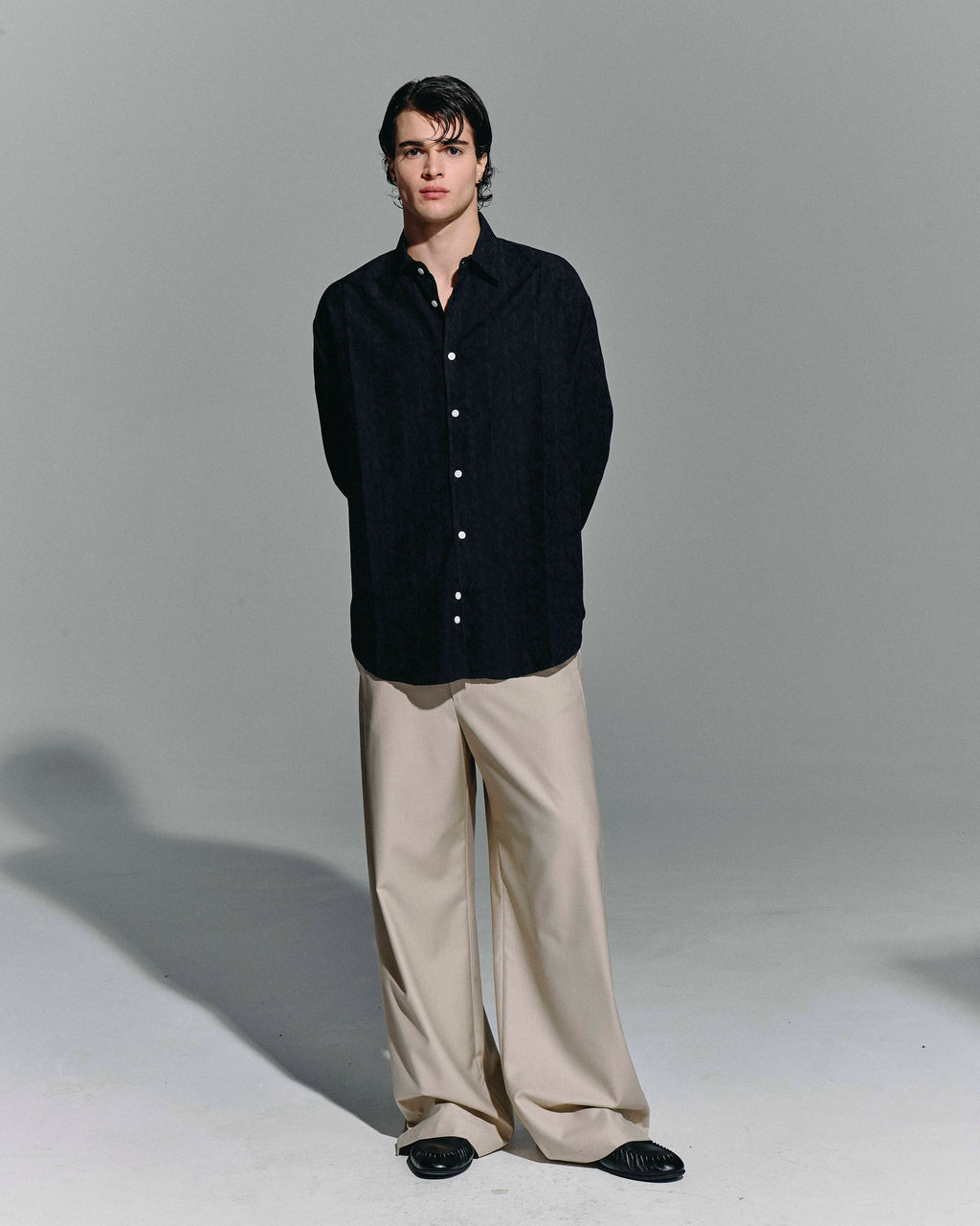 Camicia damascata Black