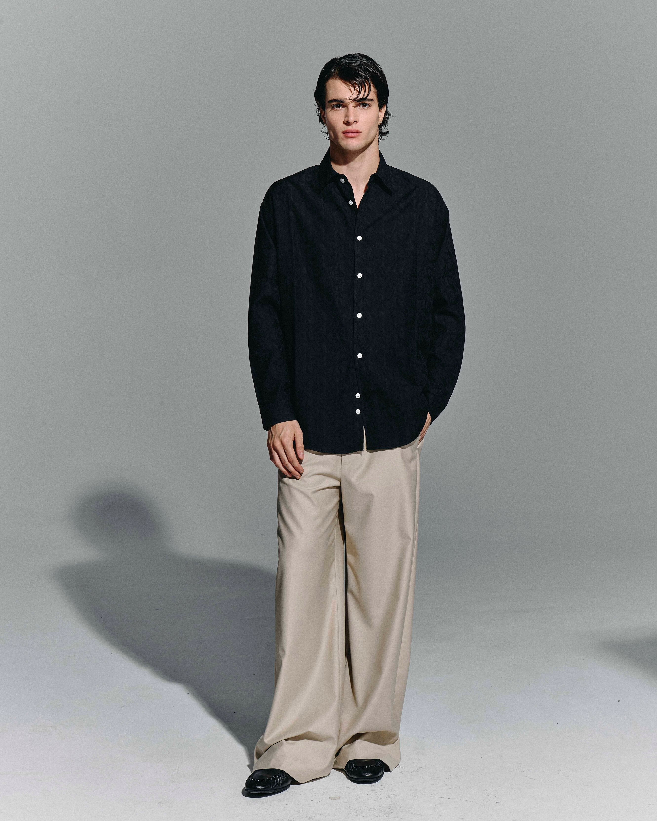 Camicia damascata Black