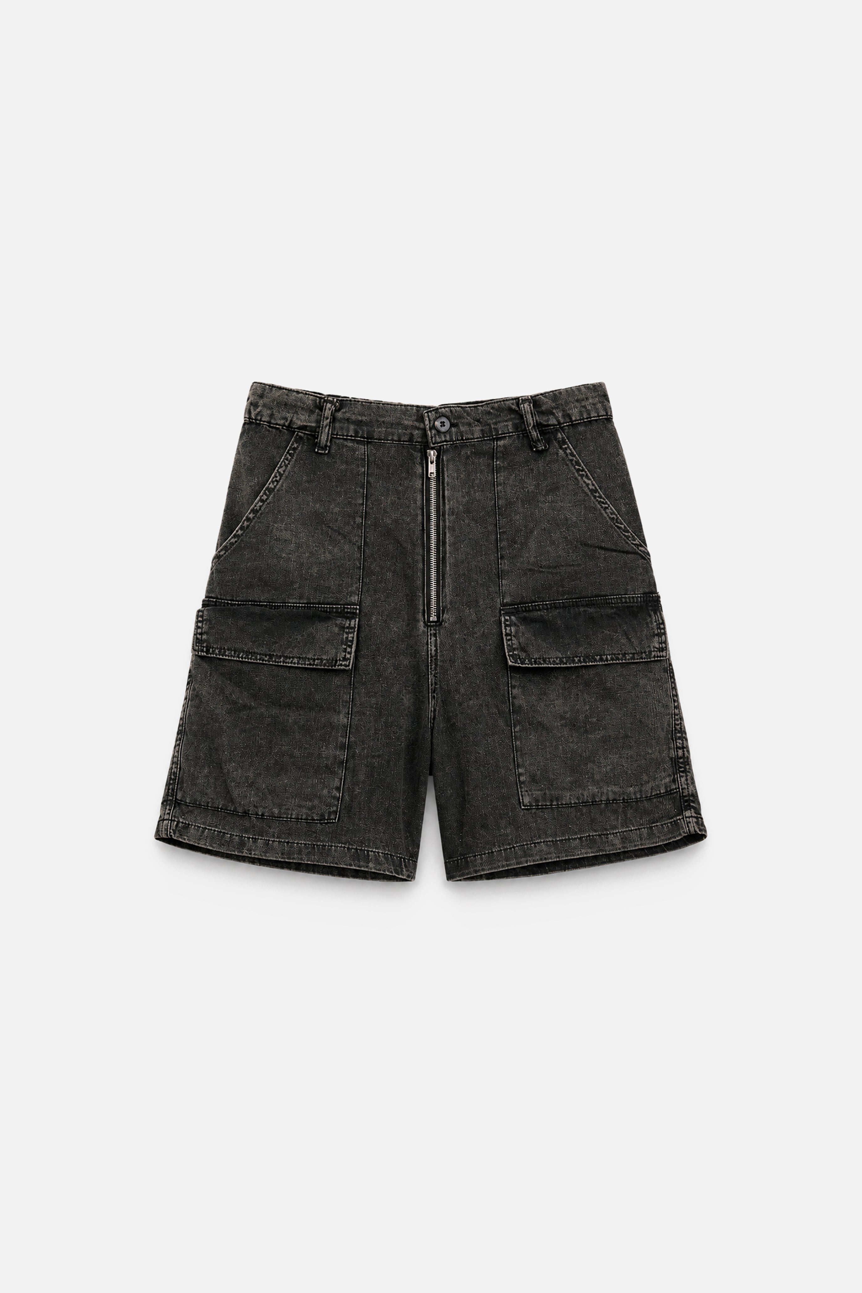 Cargo Shorts Oversize Zip Grey
