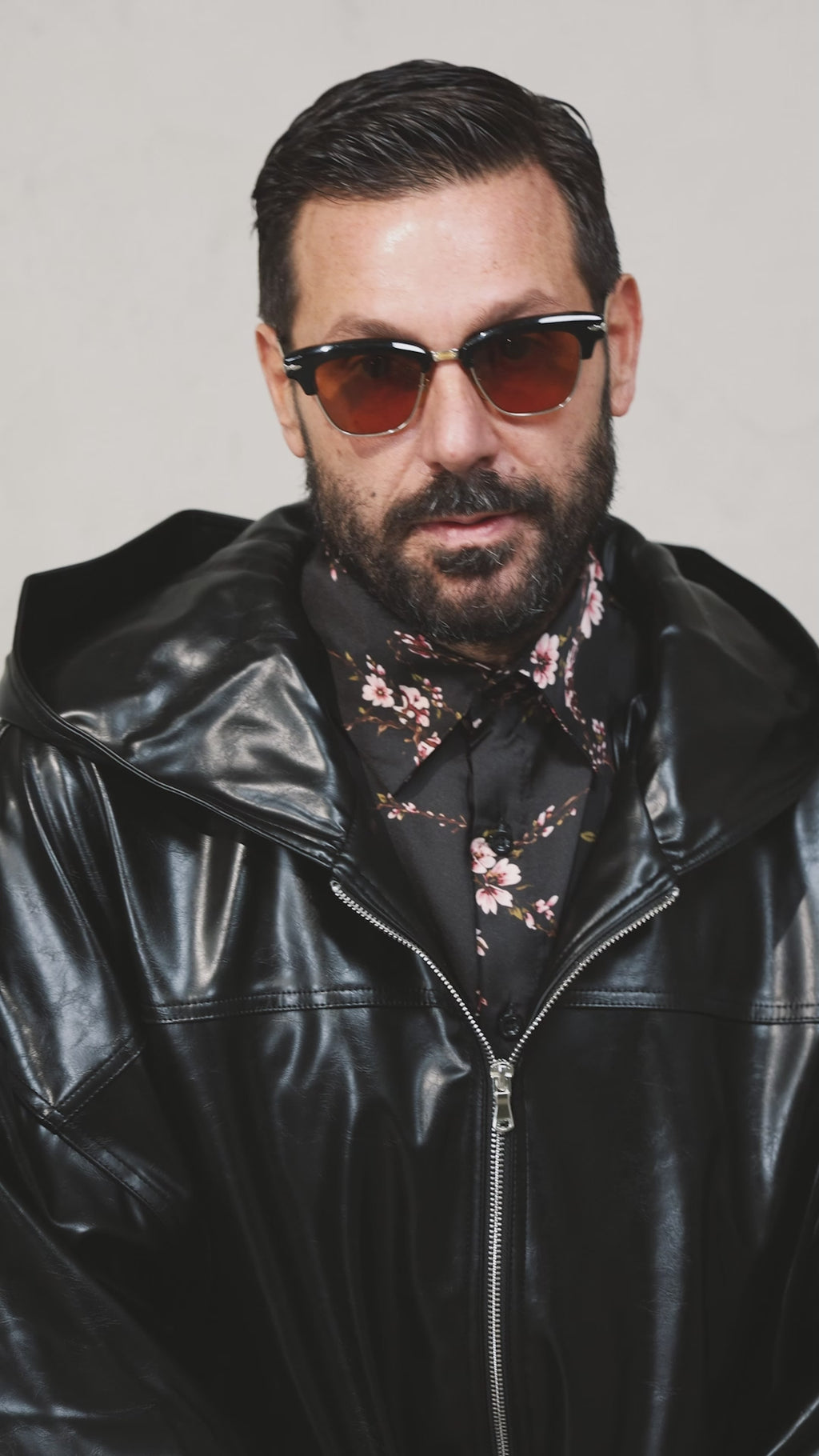 Giacca in ecopelle con cappuccio Black
