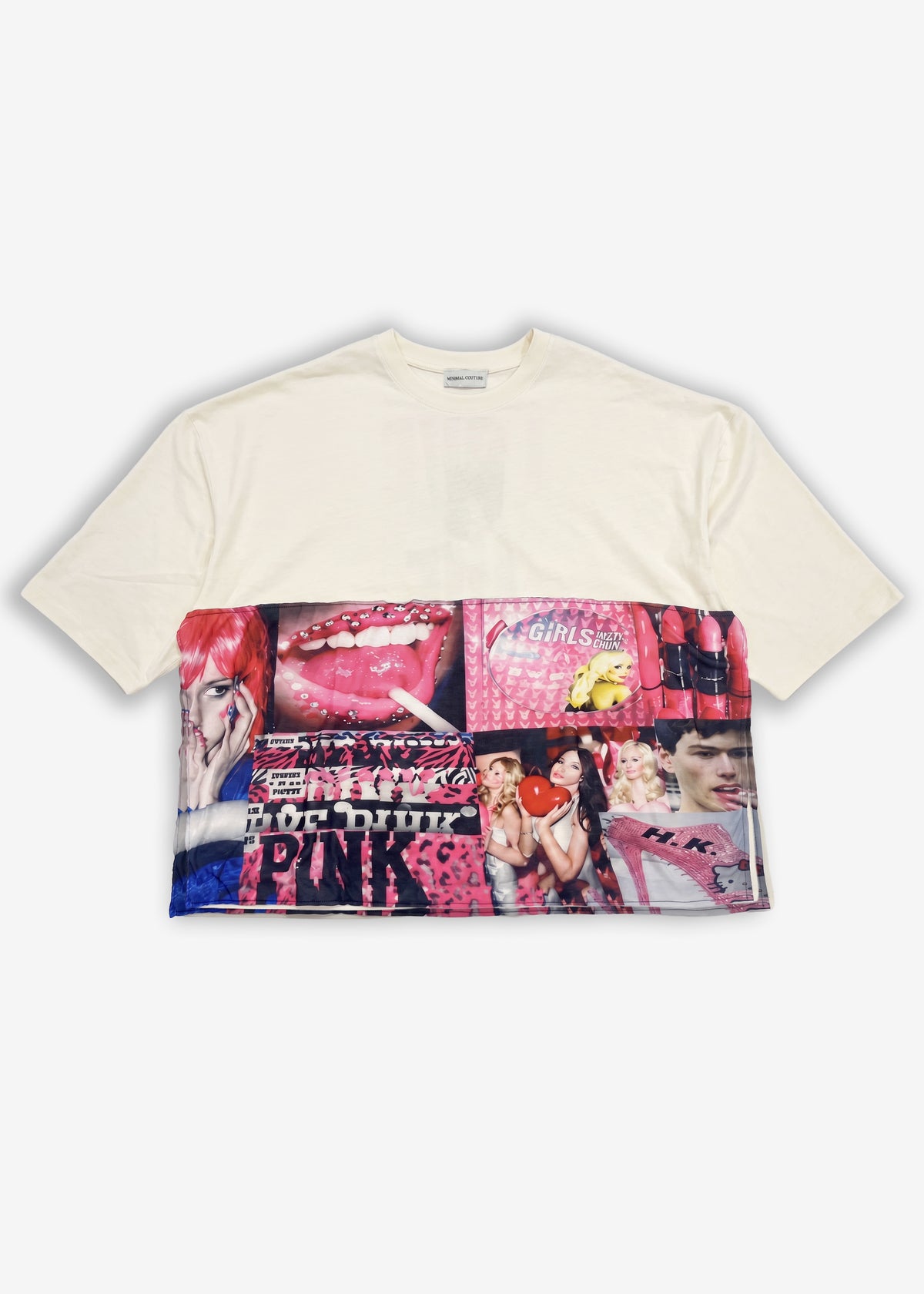 T-shirt stampa Pink fronte/retro White
