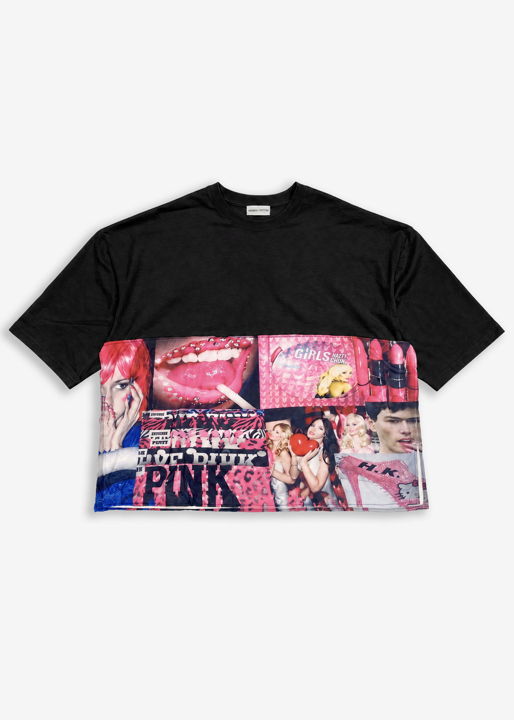 T-shirt stampa Pink fronte/retro Black